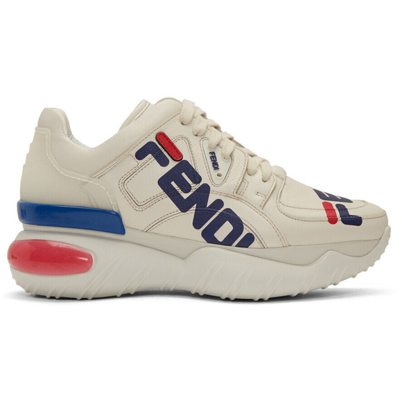 Fendi Mens Chunky Mania Logo White Platform Flat Trainer Sneaker UK 10.5 US 11.5 - Picture 1 of 12
